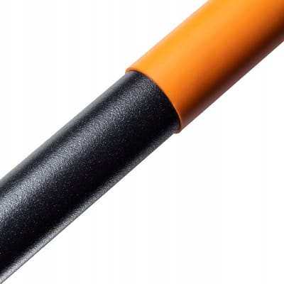 KADAX Schep, zandschep met een metalen handgreep, bouwspade van gehard staal, duurzame bouwschep, tuinschep, platte randschep (met D-greep, zwart/oranje)