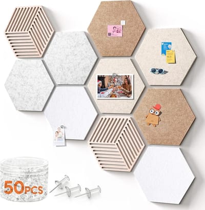 KZQ Zeshoekige Kurkborden Set Van 10 Met 50 Punaises Wanddecoratie Prikbord Voor Kantoor En Thuis Voor Notities Foto En Klaslokaal Minimalistische Stijl