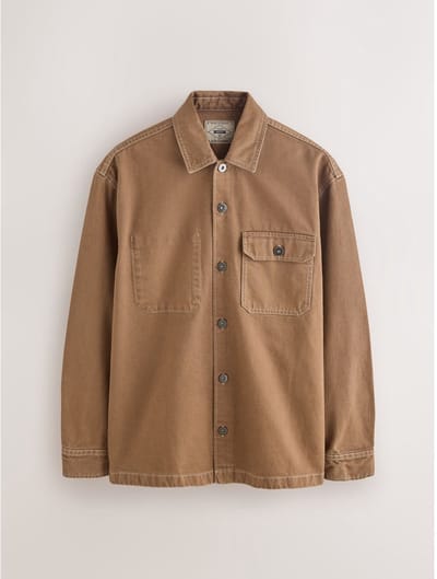Next - Heren - Canvas overshirtjasje - Bruin