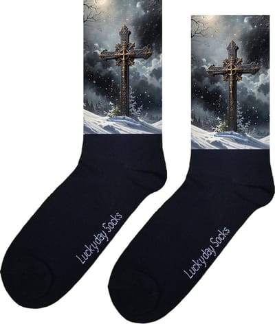 Kruis - Opkikkertje - Grappige sokken - Valentijn cadeau - Verjaardag cadeau - Kerst cadeau - Grappige sokken - Leuke sokken - Vrolijke sokken - Kerst sokken - Gotisch - Sneeuw - Vaderdag - Moederdag - Socks maken Happy - 37-44