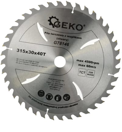 GEKO Cirkelzaagblad - Houtbewerking - 315 mm - Koelgaten - 40 Tanden