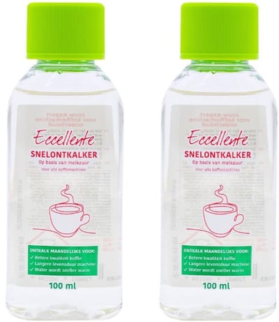 2x Eccellente ontkalkingsset geschikt voor alle Nespresso machines - Melkzuur ontkalker - 2x 100 ml - Koffiemachineontkalker