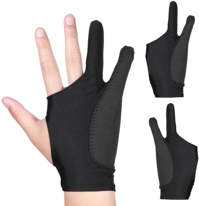 Dailygoods- Tekeninghandschoen 2 Stuks - Digitale Handschoen - Kunstenaars Handschoen - Wrijvingsverminderend - Nylon - Zwart 19.3cm/8.60cm - Kunsthandschoenen