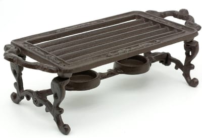 Plaatverwarmer - Servies warmer - Eten warm houden - Gietijzer ontwerp - 30 cm lengte - Rustiek bruin