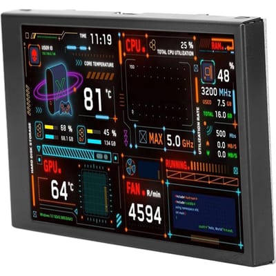 3.5in Computer Temperatuur Monitor Dubbele USB Poort IPS Mini Display CPU Data Monitor met Visueel Thema