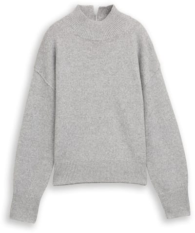 Tom Tailor - Oversized gebreide trui met opstaande kraag - Maat XXL - medium silver grey melange