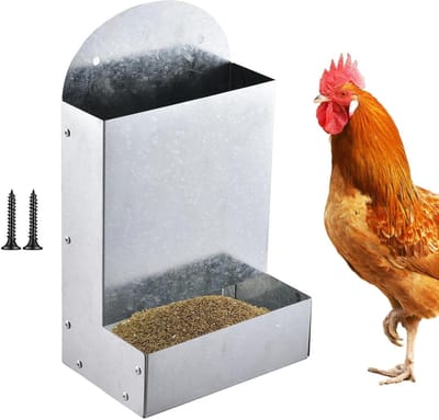 Automatische Grit Feeder - Voer Dispenser - Pluimvee Voeden - Roestbestendig Staal - 15 x 10 x 26 cm - Zilver
