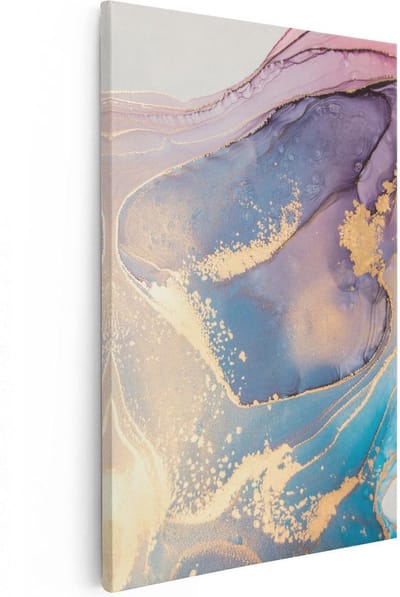 Artaza Canvas Schilderij Marmer Abstract - 20x30 cm - Klein - Muurdecoratie Goud - Wanddecoratie Woonkamer - Kamer Accessoires Geometrisch