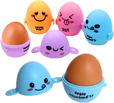 Eierdoosjes Cartoon - Eierhouder PVC - Veilig Vervoer - Lichtgewicht Ontwerp - 6.5 x 5.9 cm - Willekeurige Kleuren
