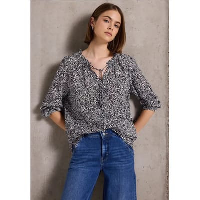 Gedessineerde blouse met ruches