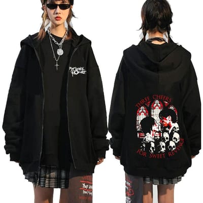 Chemical Romance Mcr Dode Rits Trui Zwart Parade Punk Emo Rock Rits Sweatshirt Mannen S black
