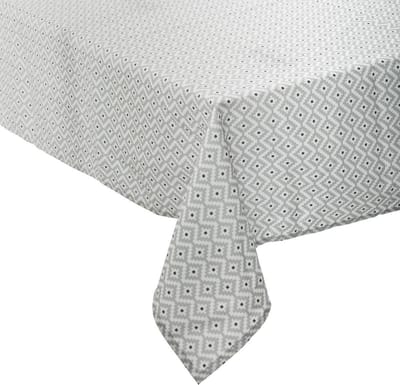 Tafelkleed van polyester rechthoekig 240 x 140 cm - grijs met print - Eettafel tafellakens