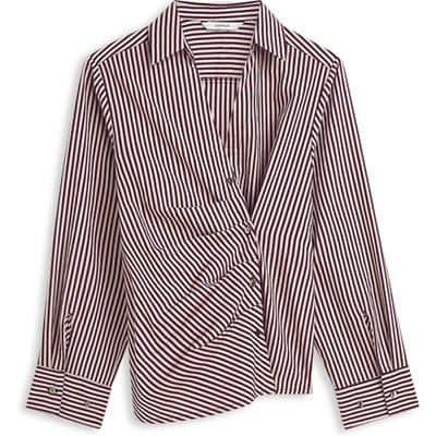 Summum Blouse Two Tone Stripe Small Blouses Bordeaux 2s3532-12491
