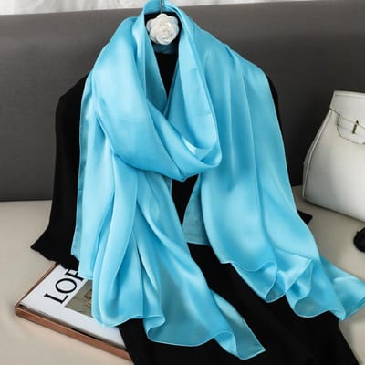Luxe Gegradueerde Zijden Sjaal Dames Effen Dames Sjaals Wraps Bandana Hoofddoek Mode Dame Hijab Bruiloft Poncho 90x180cm black
