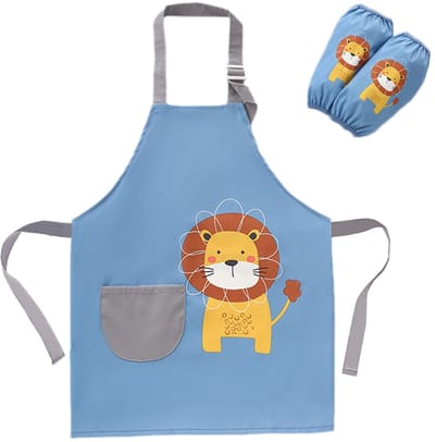 Dailygoody - Kinder schort - Kinder schort met mouwen - Verstelbare schouderbanden - Leeuw - Voor koken en schilderen - Geschikt voor jongens en meisj