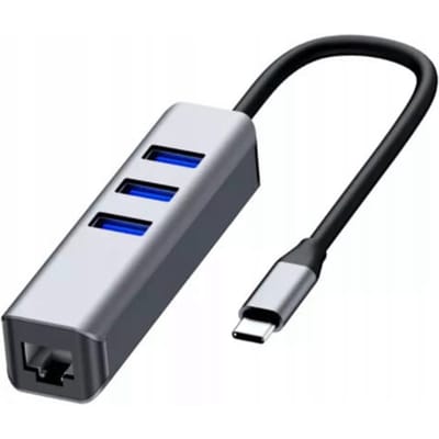 Zenwire BYL-2013U netwerkkaart, USB-C Ethernet Gigabit 1000 Mbps LAN RJ45-adapter met 3x USB 3.0