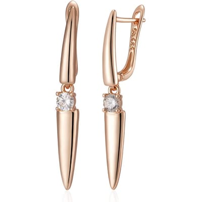 Kienl Simple Boucle d'oreille Longue Pendante Couleur Or Rose Pour Femmes Luxe Brillant Zircon Naturel Accessoires Bijoux Quotidien Haute Qualité beige