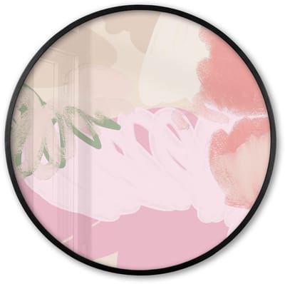 Poster in lijst Rond - Fotolijst 60x60 cm - Posters - Roze - Kunst - Abstract - Modern - Ronde posterlijst zwart - Decoratie - Wanddecoratie woonkamer - Muurdecoratie slaapkamer