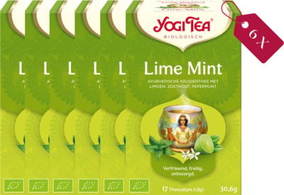 Yogi Tea Lime Mint - Biologische Kruidenthee met Limoen, Munt en Zoethout voor Een Verfrissende en Verkwikkende Smaak - Tray van 6 Stuks