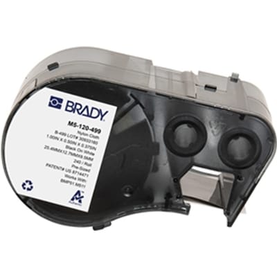 Brady M5-120-499 nylonweefsel labels zwart op wit | 25,4 mm x 12,7 mm (origineel)