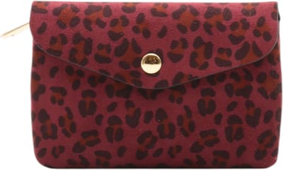 Portemonnee - Flora & Co - suedelook - animal print - bordeaux
