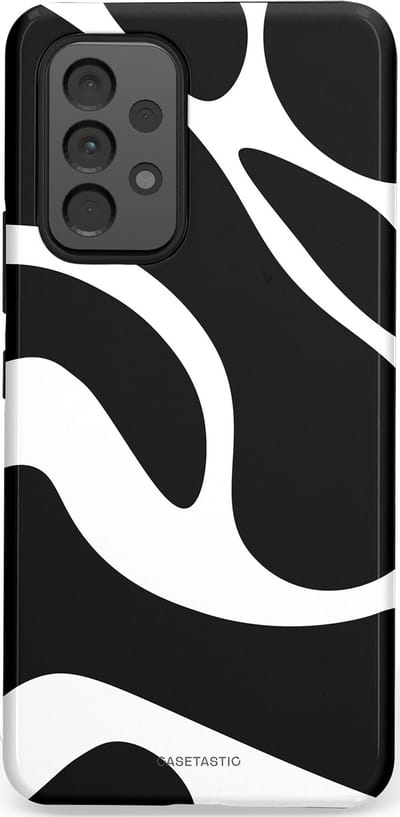 Casetastic Hoesje Geschikt voor Samsung A53 - Stijlvolle Beschermende Duo-layer Case - Zwart Wit Golven