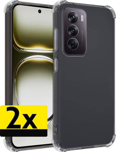Hoesje - 2 Stuks - Geschikt voor OPPO Reno 12 - Sterk & Shockproof - Siliconen Case - Back Cover - Telefoon Hoes Shock Proof - Telefoonhoesjes - Transparant