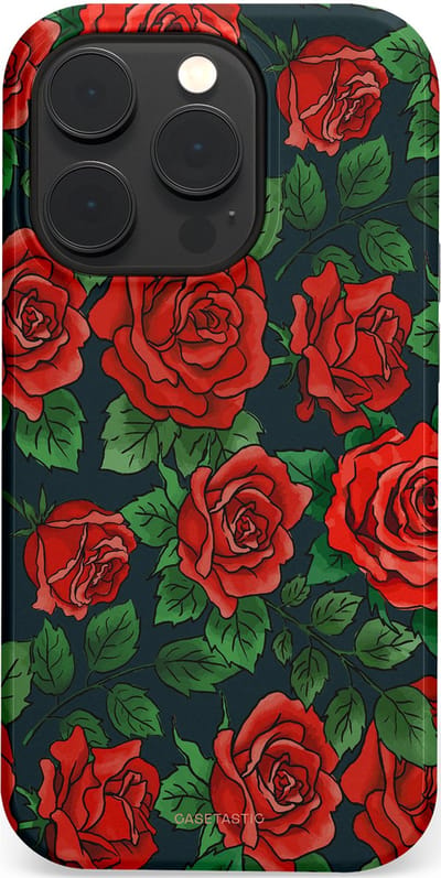 Casetastic Hoesje Geschikt voor Apple iPhone 14 Pro Magsafe - Stijlvolle Beschermende Duo-layer Case - Rozen rood