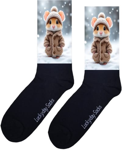 Muis - Opkikker - Grappige sokken - Valentijns cadeau - Verjaardag cadeau - Sint cadeau - Leuke sokken - Sneeuw - Natuur - Vrolijke sokken - Cadeautje - Grappige cadeau - Kerstsokken - Vaderdag - Moederdag - Socks maken Happy - 37-44