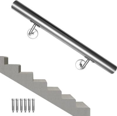 Roestvrijstalen Leuning - Trapleuning Buiten - Veilige Toegang Creëren - Weerbestendig Materiaal - 150 cm Lengte - Zilverkleurig