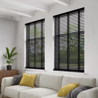 Decosol Jaloezie Horizontaal Hout Matzwart 50mm 60x130cm