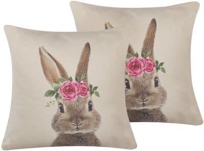 TULIPA - Sierkussen set van 2 - Taupe - 45 x 45 cm - Polyester