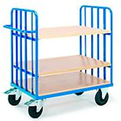 Etagewagen met duwbeugel, 1000 x 700 mm, met verstelbare indeling van legborden