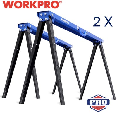 WORKPRO WP203300 Set Schragen 2 stuks – Heavy Duty – Tot 200 kg per schraag – In hoogte verstelbaar – Opvouwbaar