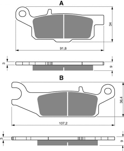 Gold Fren-remblok voor Yamaha 700 YFM G Grizzly quad, modeljaar 2007 t/m 2013, nieuw