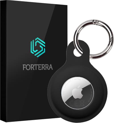 Forterra Sleutelhanger - Geschikt voor Apple AirTag 2e generatie - Houder - Siliconen Hoesje - Zwart