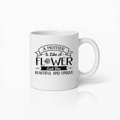 Moederdag Mok - A Mother is Like a Flower - Uniek Cadeau voor Mama - Wit Keramiek