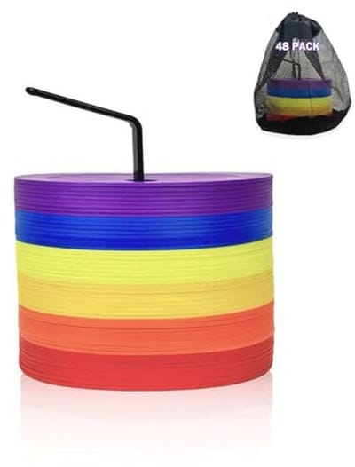 48 Stuks 15cm Vlakke Sportmarkeringen - Multikleurige Anti-slip Cones voor Training en Skill Oefeningen