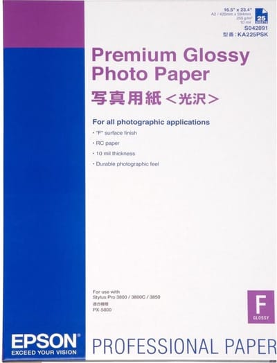 Epson S042091 Premium glossy photo paper 255 gram A2 Fotopapier (25 vellen)