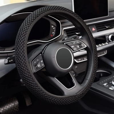 Elastische stuurwielhoes Geschikt voor auto's: warm in de winter, koel in de zomer, universeel, 38 cm, ademend, ijzijde, antislip, beschermend