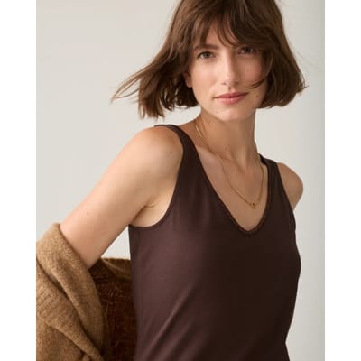 Summum 3s5244-30366 754 reversible top organic cotton elastane basic dark chocolate