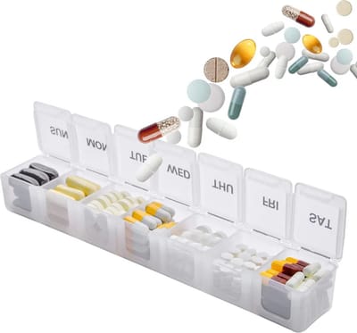 Repus - 7 dagen Pillendoosje - Medicijnendoosje - 7 vakken - Opbergdoos voor medicijnen/pillen - Vitamines - Kleur: Wit