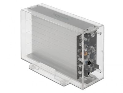 Delock External Dual Enclosure for 2 x 3.5″ SATA HDD with USB Type-C™ female transparent - tool free
