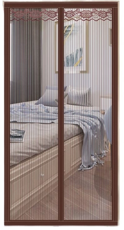 Deurscherm - 90×210 cm - Magnetisch horgordijn - Hor voor de deur - Balkondeurscherm - Koffiebruin