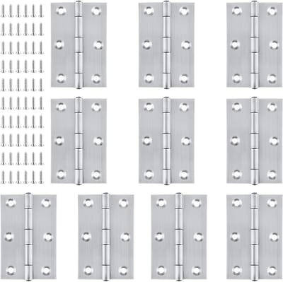 Dailygoods- Deurscharnier Roestvrij Staal - Inklapbaar - 10 Stuks - 75 mm - 60 Schroeven - Eenvoudige Installatie - Scharnier