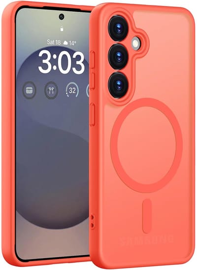 CaseMania TPU Case hoesje geschikt voor Samsung Galaxy S26 - Effen Oranje - TPU (Zacht) - Camera Lens Protector Bescherming - Frosted look - Compatible met Qi2 & MagSafe - Valbestendig