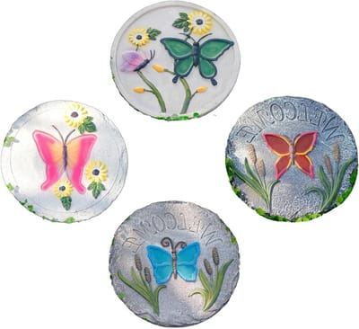 Tuinstenen Stapstenen - Tuinpad Stenen - Tuin Verfraaien - Handgesneden Glad - 26 cm Diameter - Naturel