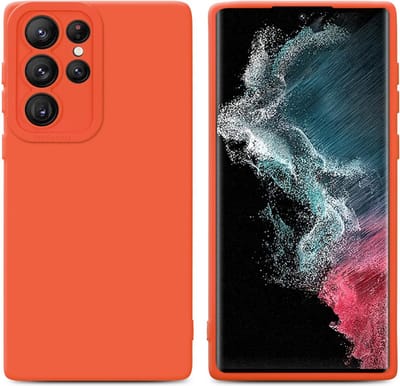 Cadorabo Hoesje geschikt voor Samsung Galaxy S22 ULTRA in FLUID ORANJE - Beschermhoes gemaakt van flexibel TPU silicone Cover Fluid Case