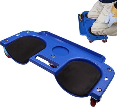 Roller Kniebeschermers - Kniekrukje Werkplaats - Klus Klussen - Met Wielen - 50x25cm - Blauw