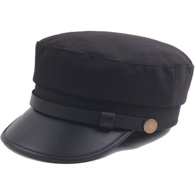 Leren Rand Militaire Hoed Unisex Platte Top Baseballpet Outdoor Sport Zonbescherming One Size zwart